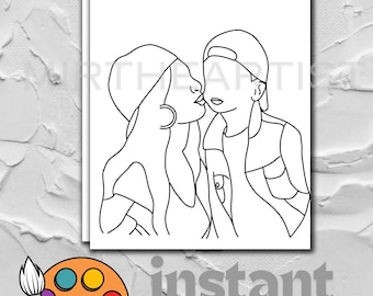 Canvas Printable| pre drawn outline digital download| DIY Paint kit| Paint party, paint kits| Mothers day| mom and son painting