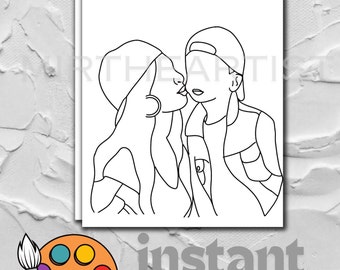 DIY Mother & Son Paint Party Canvas Outline (PDF)
