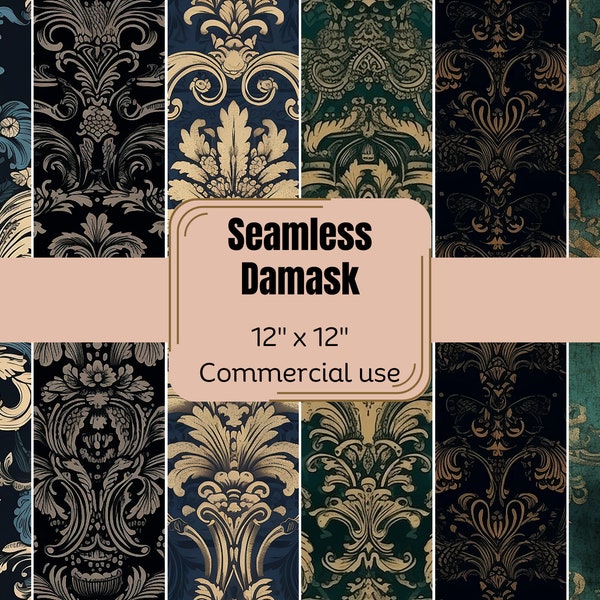 Classic Elegance: Damask Seamless Pattern Collection