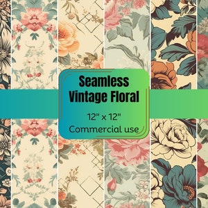 vintage Botanica : 6 motifs floraux sans couture