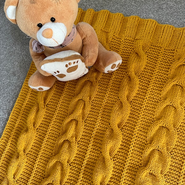 Sammi Cable Knit Blanket - Mustard main image 1