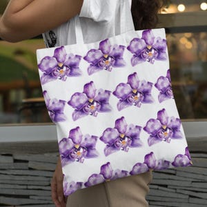 Orchid Beach Bag Book Bag Teacher Tote Bag Floral Tote Bag Canvas Bag Travel Accesories Shopping Bag Gifts For Friends Gifts For Her