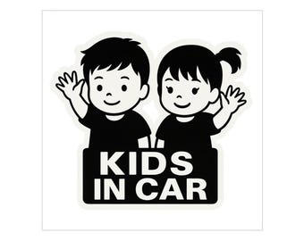 Kids in Car Sticker: Transparent Outdoor Vehicle Safety Sign