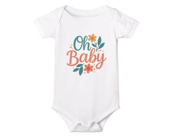 Oh Baby Floral Infant Bodysuit, Newborn Gift, 100% Cotton