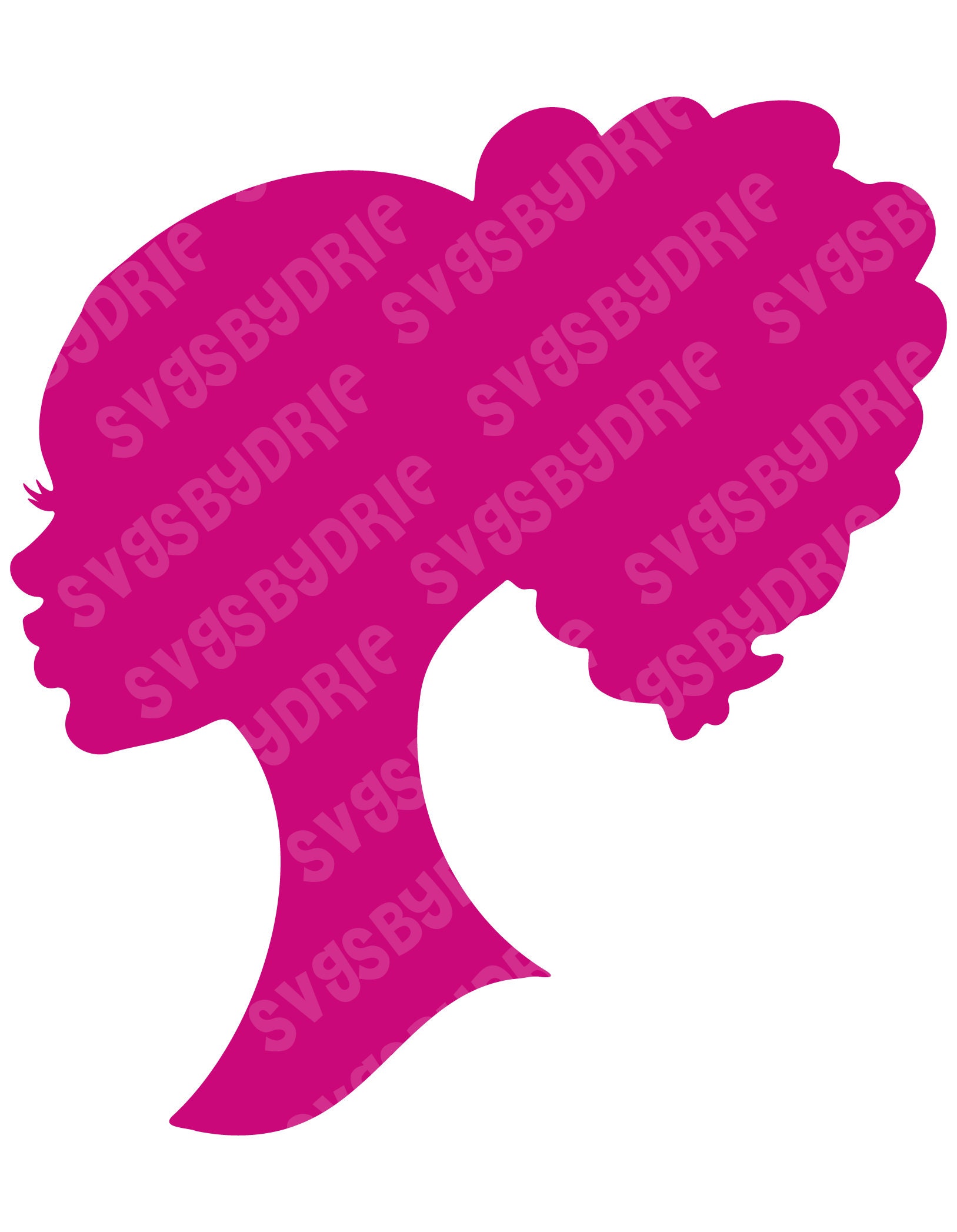 Curly Hair Barbie Silhouette