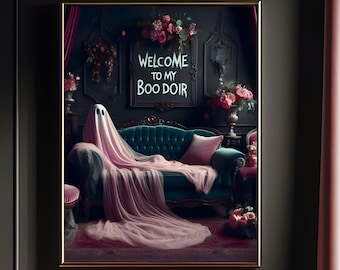 Welcome To My Boo Doir Ghost Print - Gothic Boudoir Decor, Bedroom Print, Alternative Gothic Decor, Romantic Goth or Emo Present