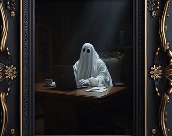 Working to Deadlines, Gothic Ghost Print, Dark Humour Gift, Office Decor, Witchcore, Gothic Decor