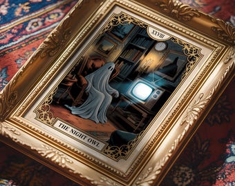 The Night Owl - Ghost Tarot Card Print: Gothic Home Decor