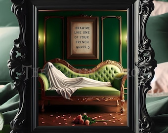 Ghost Print - Draw Me Like One Of Your French Ghouls - Gothic Bedroom Decor, Boudoir Art, Boudoir Photography, Goth Emo Gift