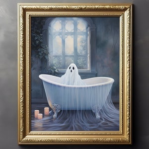 Gespenst im Bad - Cottagecore Print, Badezimmer, Gespenster Malerei, Gothic Dekor, Goth Geschenk, Spooky Art