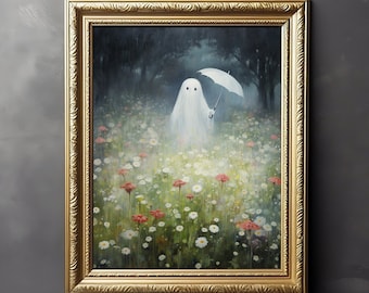 Ghost on a Rainy Day - Cottagecore Print, Gothic Home Decor, Art Print