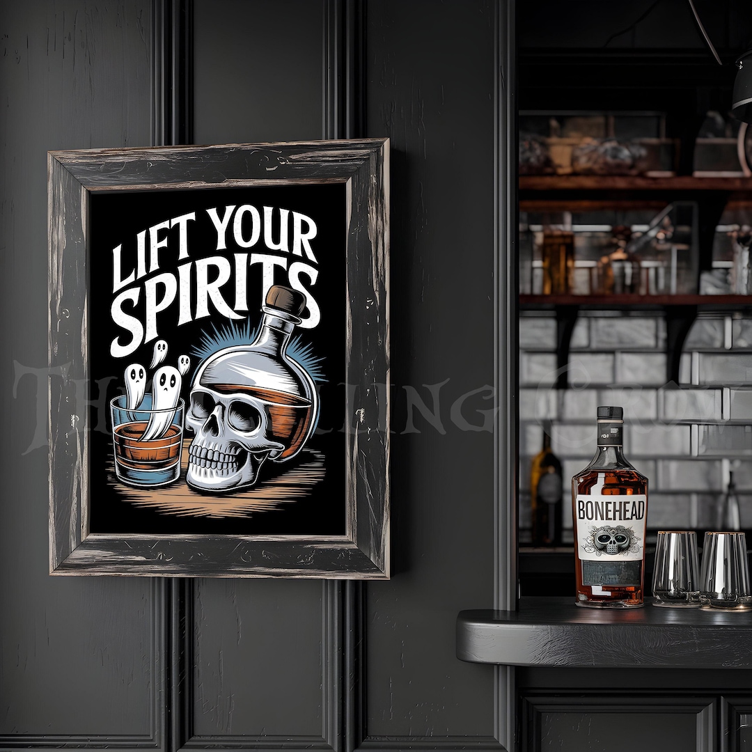 Gothic Bar Sign - Ghost Print, Man Cave Decor, Kitchen Art Poster, Goth ...