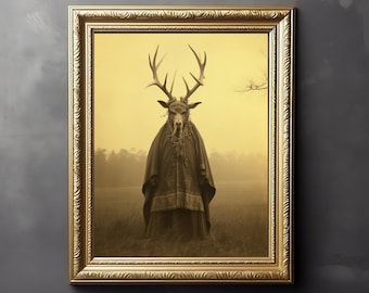 Druid In The Field - Fotografia Vintage, Okultystyczny Gotycki Druk, Sztuka Pogańska, Czarostwo, Gotycki Wystrój Domu, Estetyka Czarownic