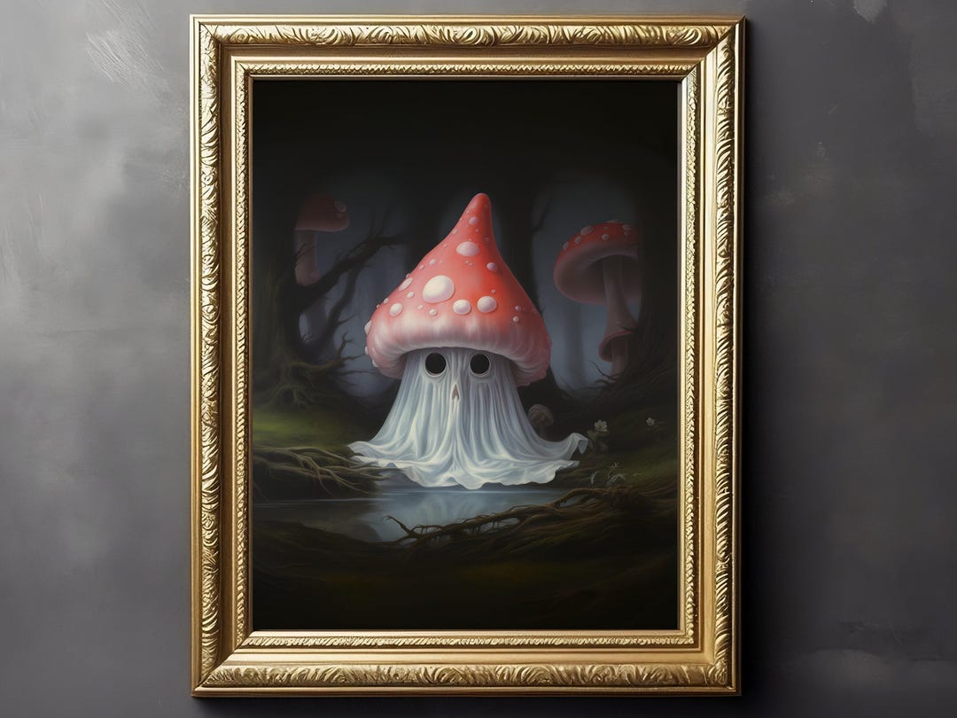 Cottagecore Mushroom Ghost Print - Goblincore Poster, Cottagecore ...