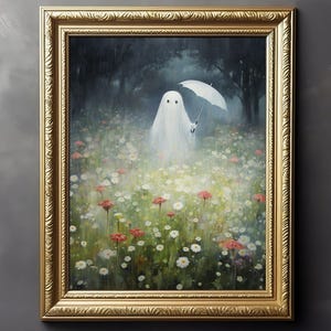 Fantasma en un día lluvioso - Impresión Cottagecore, Decoración gótica del hogar, Lámina artística