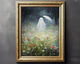 Ghost on a Rainy Day - Cottagecore Print, Gothic Home Decor, Art Print