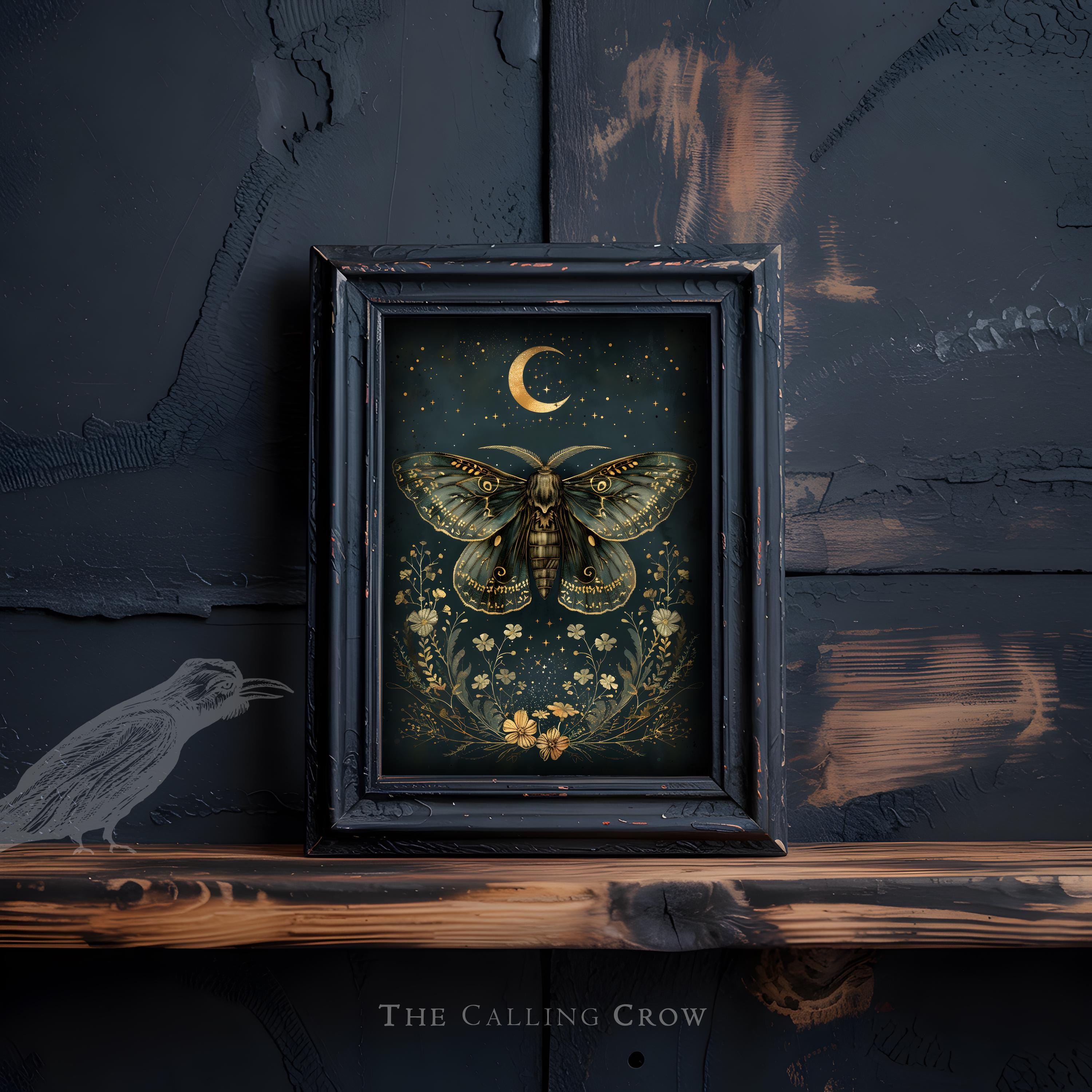 Celestial Moth Gothic Cottagecore Print – Vintage Botanical Wall Art ...