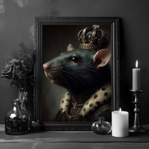 Ratten König Vintage Poster, Renaissance Tierdruck, Gothic Wandkunst, Klassische Malerei, Dark Academia Geschenk