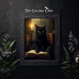Impresión de bruja de gato negro, Impresión de póster de arte, Academia oscura, Victoriano gótico, Arte de gato negro, Decoración de bruja, Impresión de gato, Regalo de amante de gato, Regalo gótico imagen 3