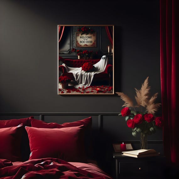 Welcome To My Boo Doir Ghost Print - Boudoir Decor, Gothic Bedroom Decor, Dark Home Decor, Romantic Ghost Art, Alternative Prints