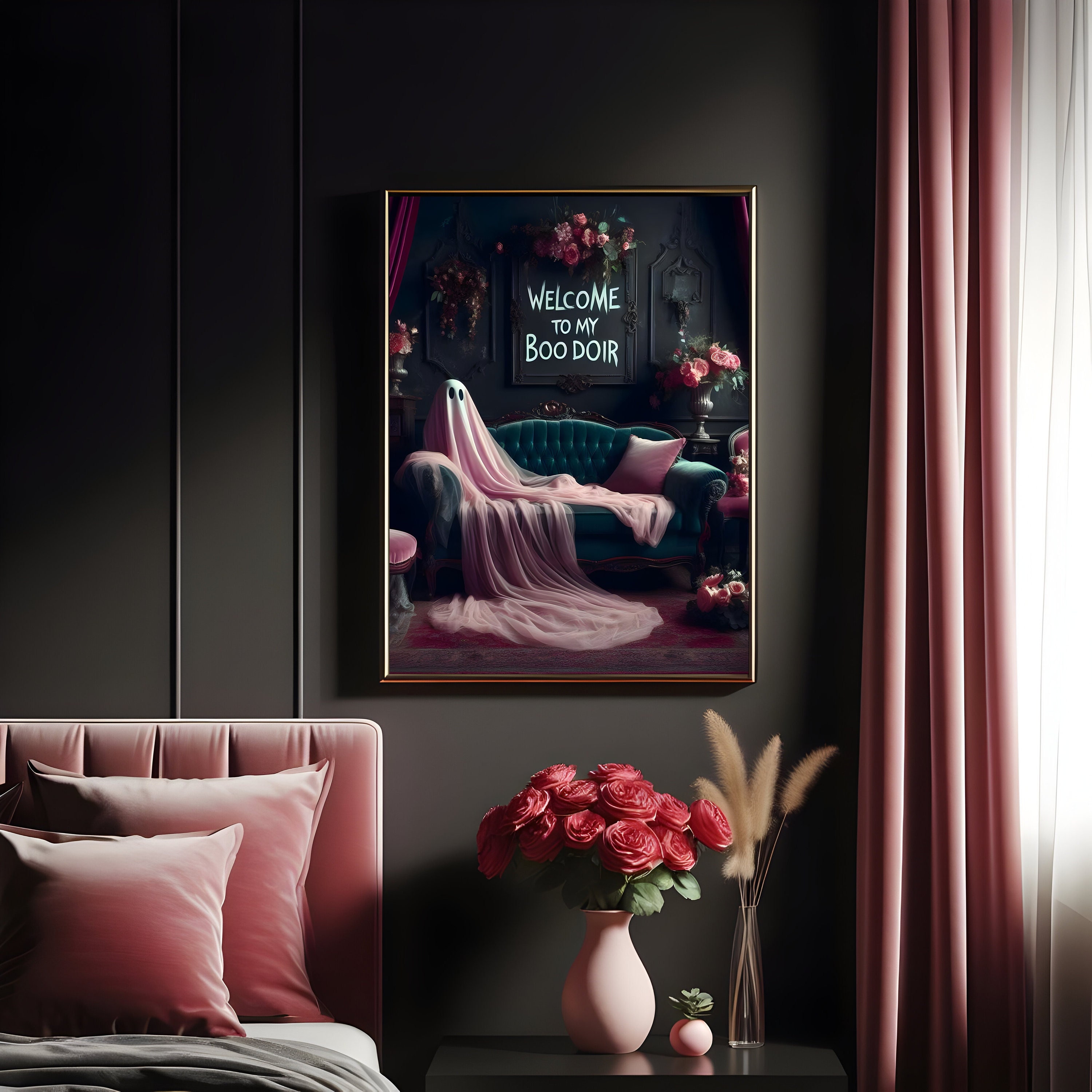 Welcome To My Boo Doir Ghost Print - Gothic Boudoir Decor, Bedroom Print, Alternative Gothic Decor, Romantic Goth or Emo Present