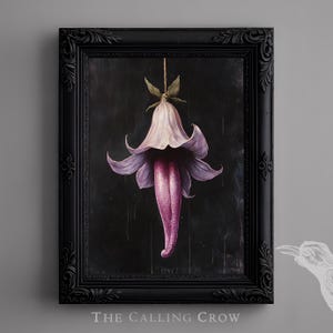 Vintage Gothic Florant Print – The Bellflower’s Whisper, Gothic Botanical Art, Creepy Wall Art, Surreal Cottagecore Decor, Victorian Style
