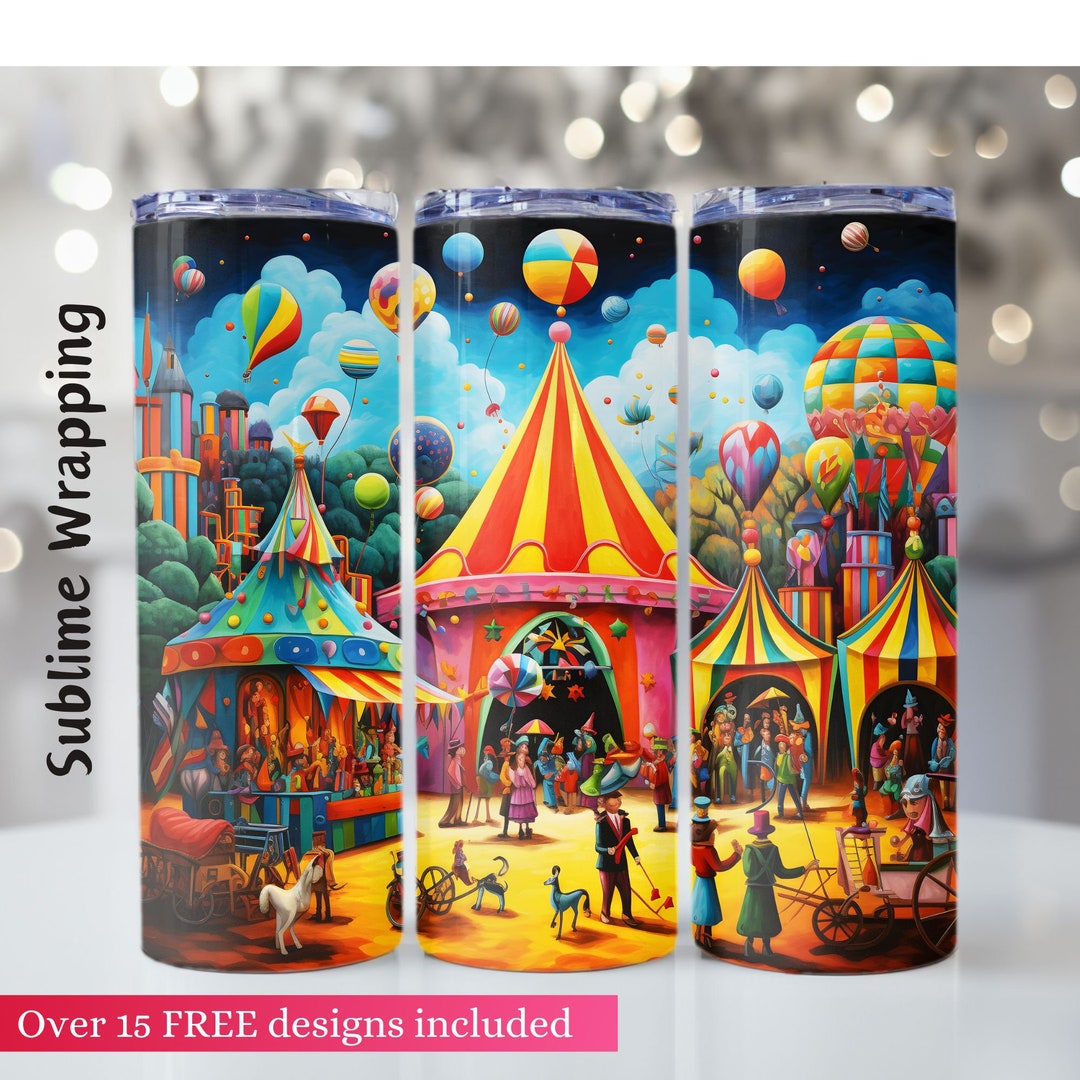 Carnival Theme 20oz Skinny Tumbler Circus Sublimation PNG Etsy