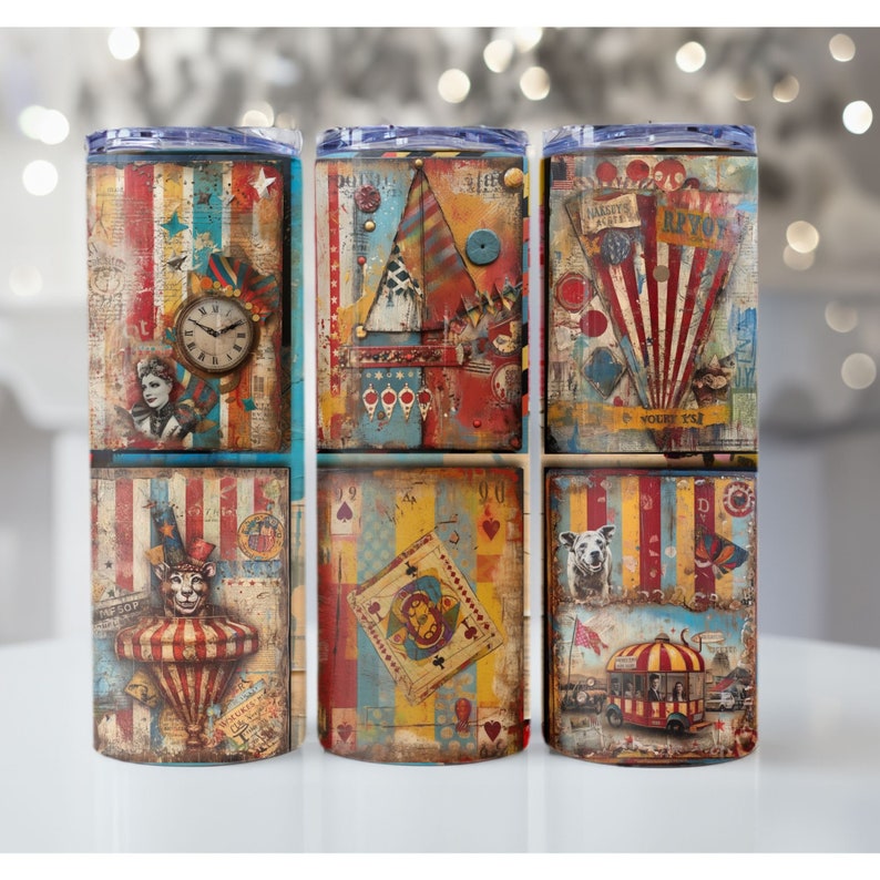 20oz Carnival Tumbler Wrap, Circus Tumbler Sublimation Design, 20oz
