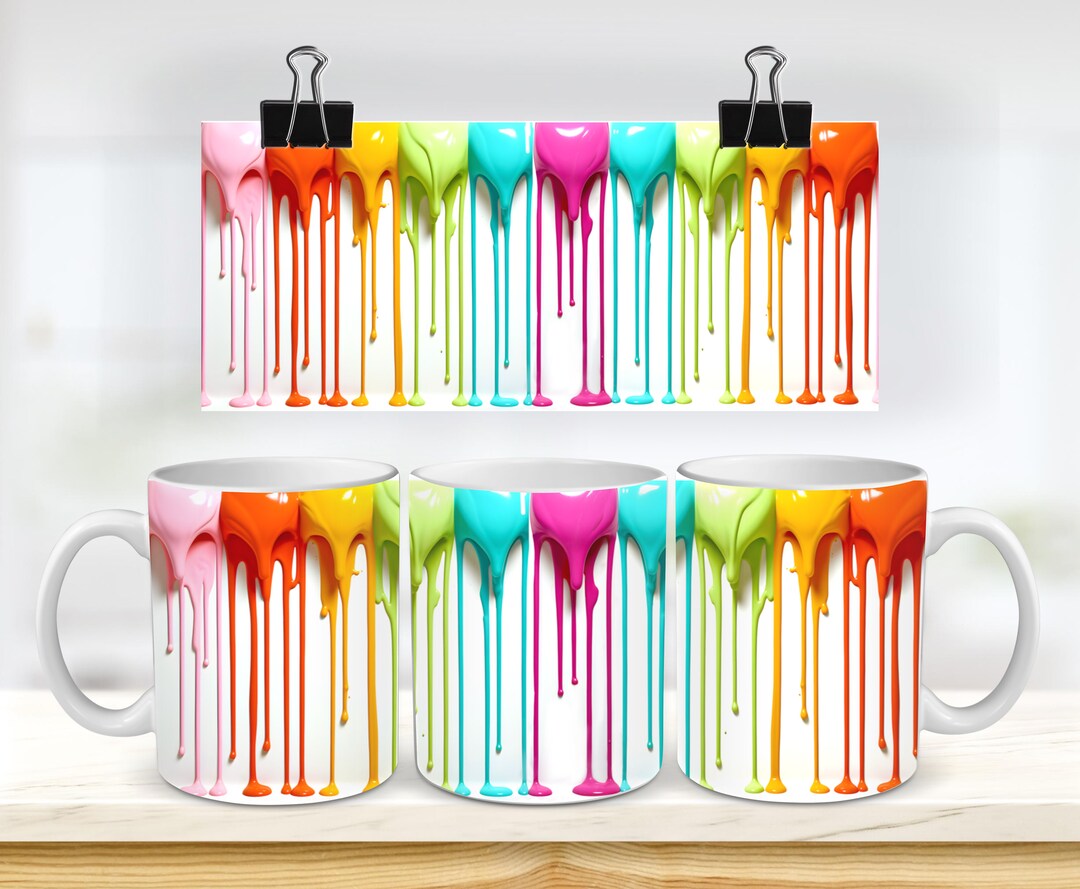 3D Paint Drip Mug Design, Artist Png Sublimation Mug, 11oz15oz Mugs