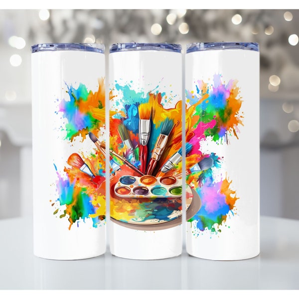 Paint Brush Artist Tumbler , Artist Sublimation Design, Art Teacher 20oz Skinny Tumbler PNG