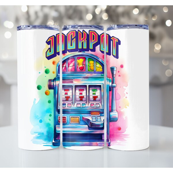 20oz Slot Machine Tumbler Wrap, Casino Sublimation Design, Gambling PNG Digital Download, Vegas