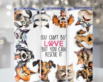 Rescue Animal 20 Tumbler Wrap, Dog and Cat Rescue Sublimation Design, PNG Digital Download