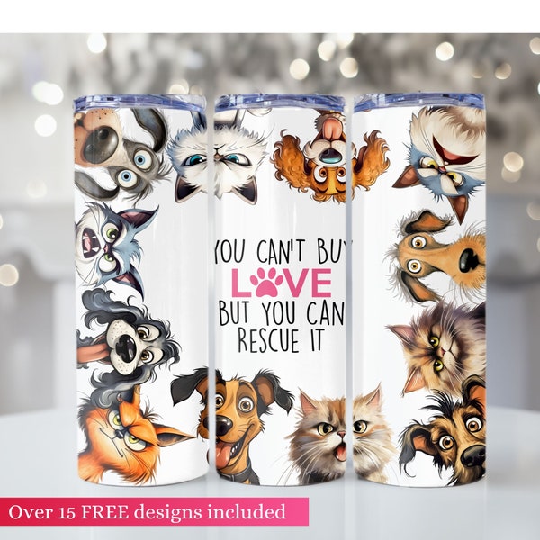 Rescue Animal 20 Tumbler Wrap, Dog and Cat Rescue Sublimation Design, PNG Digital Download