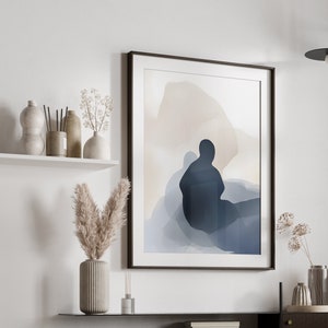 The Abstract Thinker - Printable Wall Art, Abstract Art, Blue Wall Art, Meditation, Calming Minimalist Poster, Digital, Home Decor