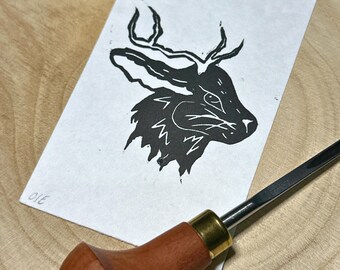 Jackolope - Mini Lino Print