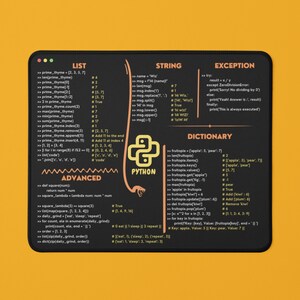 Python Cheatsheet Premium Mousepad for Software Engineers, Coding ...