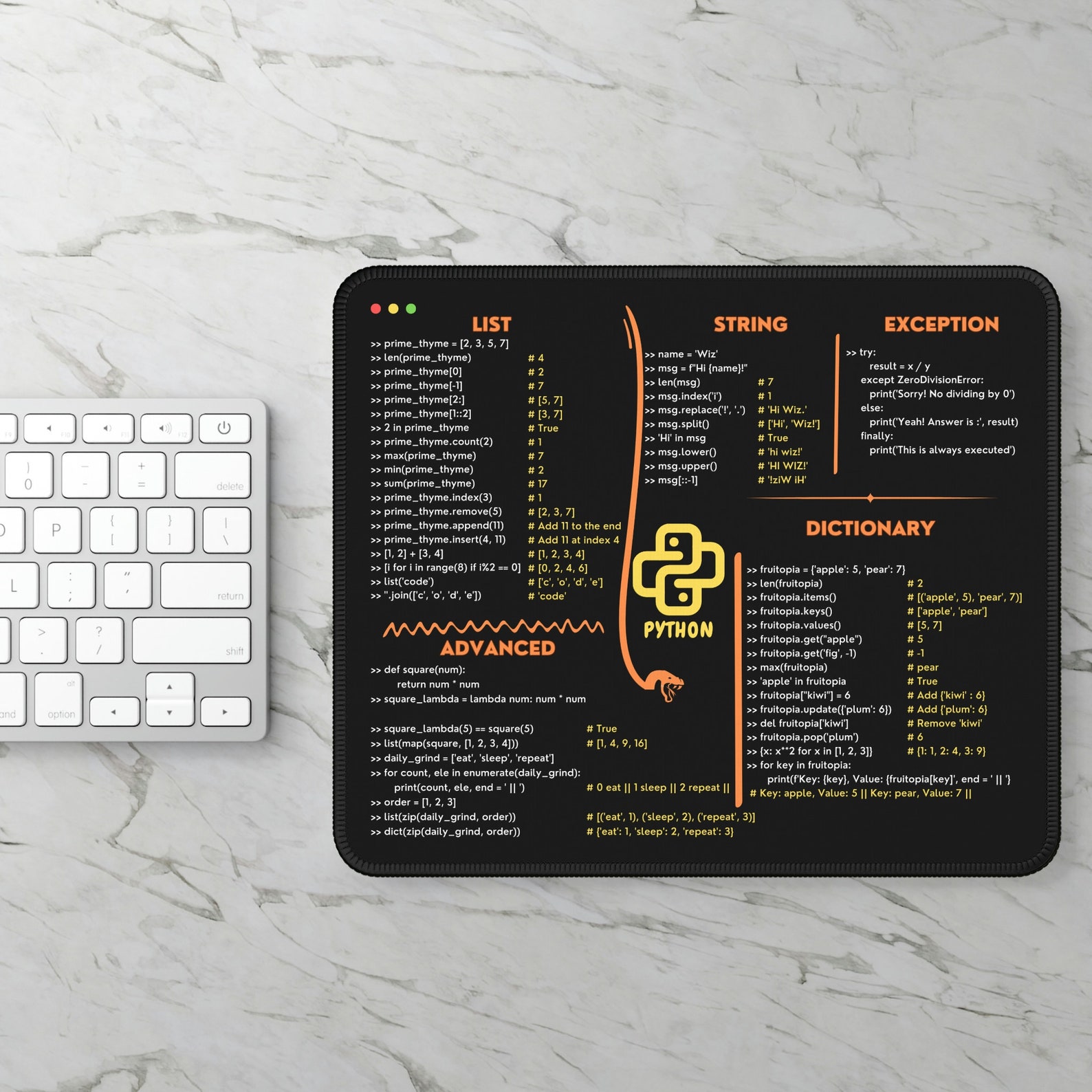 Python Cheatsheet Premium Mousepad for Software Engineers, Coding ...