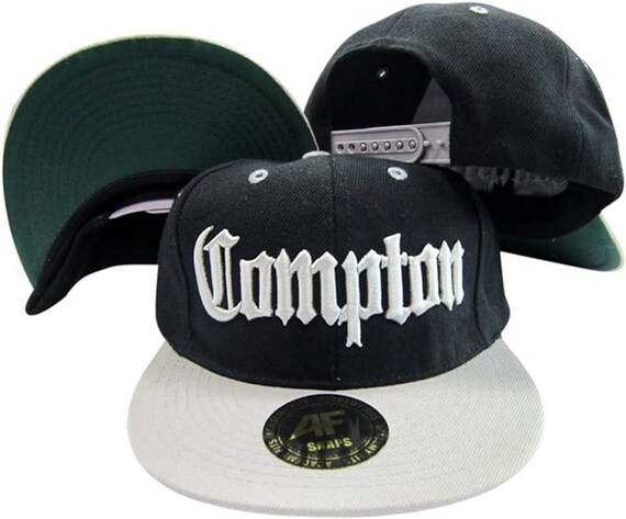 Vintage AF Snapback Compton Cursive Script Black/… - image 1