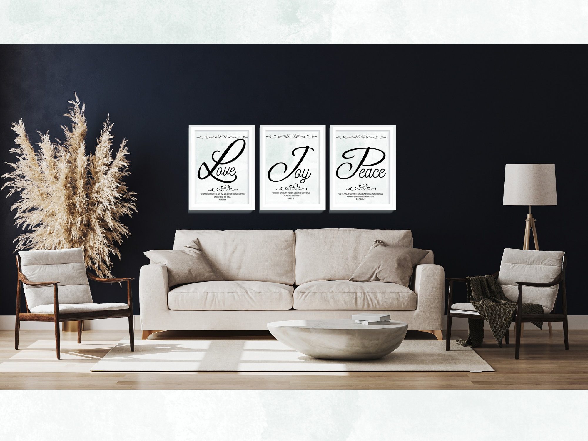 Bible Verse Wall Art, Set of 3 Popular Bible Verses, Living Room Wall ...