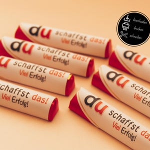 Duplo Banderolen zum Download, persönliches Geschenk, Abschlussprüfung, Klausur, Klassenarbeit, Schule, Prüfungsmotivation, Du schaffst das