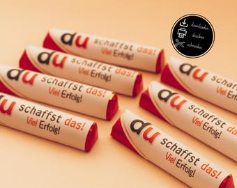 Duplo Banderolen zum Download, persönliches Geschenk, Abschlussprüfung, Klausur, Klassenarbeit, Schule, Prüfungsmotivation, Du schaffst das