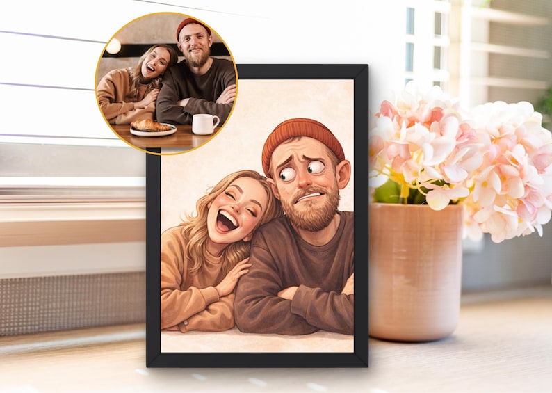Custom caricature portrait from photo | funny personalized drawing | digital gift | personalized poster | cartoon style Digitale Datei