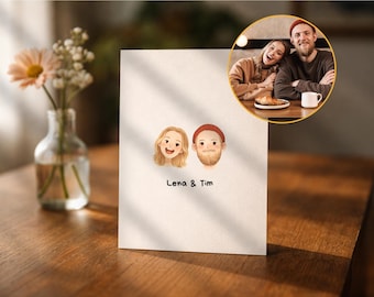 Personalized illustration from photo – Lovingly designed cartoon portrait for couples, families & individuals
