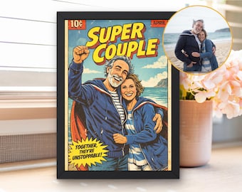 Personalized comic portrait from photo | Retro superhero poster | Vintage comic cover art
