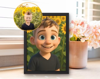 Personalized cartoon-style poster | Cartoon style | Digital portrait from photo | Unique animated portrait gift