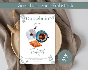 Gutschein Frühstück | Frühstücksgutschein | Frühstücken | Freund | Freundin | Geschenkidee | Valentinstag | personalisiert | Last Minute