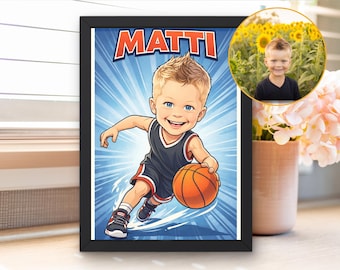 Personalized sports poster from photo | Cartoon style | Unique gift idea | Digital portrait from photo
