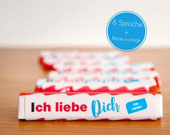 Kinder chocolate bar wrappers for download, Valentine's Day, personalized gifts, loved one, anniversary, love, sweetheart