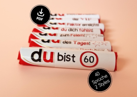 Duplo Banderolen 60 Geburtstag, Du bist..., Geburtstagsgeschenk, 60 Geburtstag, Geburtstagsgeschenk, Download