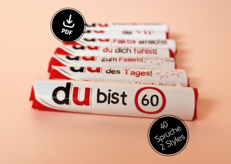 Duplo wrappers for a 60th birthday, You are..., birthday present, 60th birthday, birthday gift, download image 1